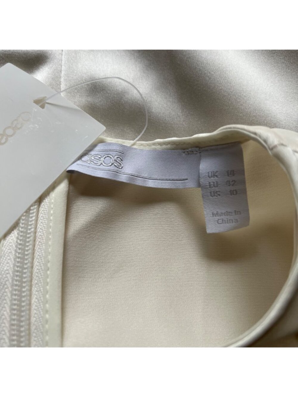 Asos Size 10 Ivory Satin Pleated Ruched Detail Short Puff Sleeve Blouse Top NWT - Picture 3 of 15